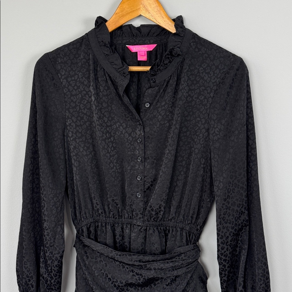 Lilly Pulitzer Abriana Faux Wrap Dress. Onyx. Size 6. - Picture 2 of 10